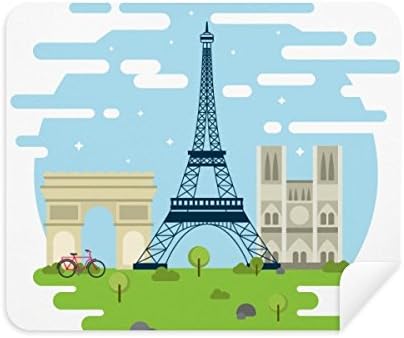 Ајфеловата Кула Франција Значајна Илустрација Чистење Крпа За Чистење На Екранот 2 парчиња Велур Ткаенина