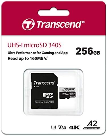 Надминете 256gb microSDXC 340s Мемориска Картичка UHS-I, U3, V30, A2, 4K, Целосна HD-TS256GUSD340S