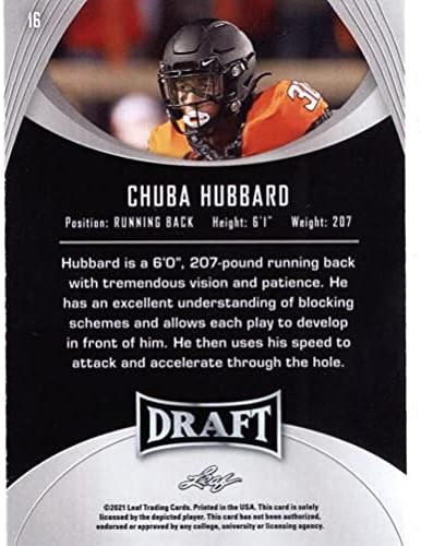 2021 лисја нацрт злато #16 Chuba Hubbard Oklahoma State Cowboys XRC NFL фудбалска картичка NM-MT