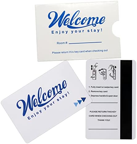 Gialer 250pack Hotel & Motel Key Key Cards Key Card со ракави на коверти Добредојдовте Уживајте во вашата картичка за врата