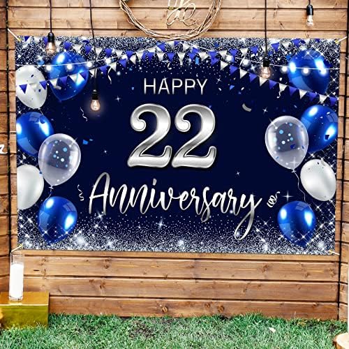Среќна 24-годишнина Позадина Банер Декор Морнарица Сино-Сребрена Сјајот Среќен 24 Години Свадба Годишнината Партија Тема Украси За Жени Мажи Материјали