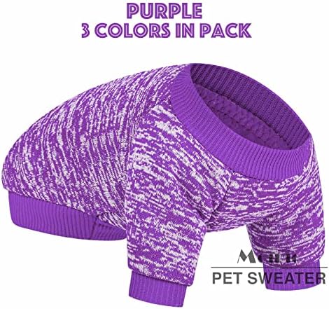 Џемпер од кучиња Моириг, џемпери за кучиња за мали кучиња, 3 пакувања топла мека облека за миленичиња за кученце, средна голема