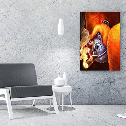 Animalивотински постер мајмун Горила пушење цигара платно печатено уметничко сликарство на wallидно платно сликарство wallидна уметност постер