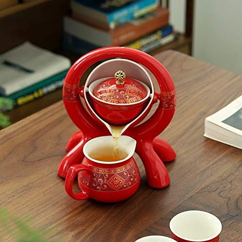 Nfguy керамички камен мелење полуавтоматски чај сет, креативен кунг фу чај чај постави креативни материјали за церемонија на чај