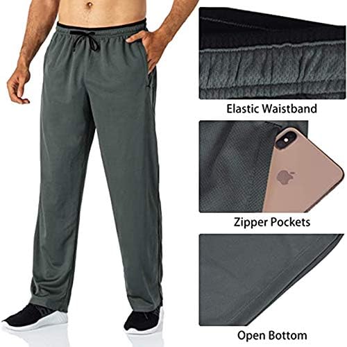 Озмјански Панталони За Мажи Лесни Џебови Со Патент За Трчање Еластичен Струк Отворени Долни Панталони Со Директно Панталони Од Долг Тип