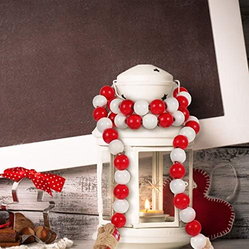 Божиќен дрвен венец од мониста со ресни, украсени со трска од бонбони, венец од дрво од дрво за божиќни украси, украси за виси wallидови