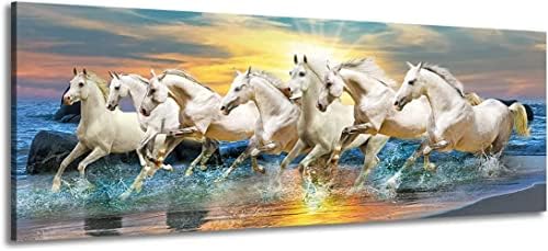 Седум трчања на коњи на плажа пејзаж постер дома украс платно сликарство HD слика спална соба дневна соба декор wallидна уметност рамка без