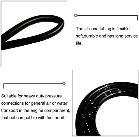 QuQuyi 3/4 id x 1 Од Висока Температура Силиконски Вакуум Цевки Црево Црна Надградба Продолжена Верзија Чиста Силиконска Цевка