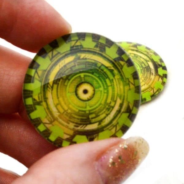 Зелени патеки за сајберпанк стаклени очи од 6 мм до 60мм технологија фантастично накит за правење уметнички делови од кукли, таксидермиски
