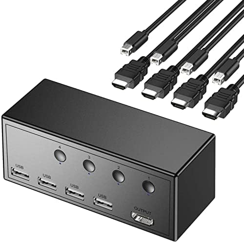 Kvm Прекинувач, HDMI &засилувач; USB Swicter за 4 Компјутери Споделување НА ЕДЕН HD Монитор и 3 USB Уреди Тастатура Глувчето Печатач,