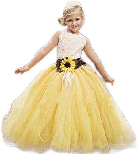 Луоланди Жолт Тул Со Сончоглед Појас Цвет Девојка Фустан За Причест Избор Фустани
