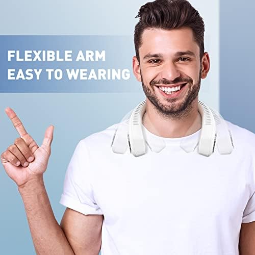 Шарен преносен вентилатор на вратот, надграден 4000mAh Флексибилен рака кој се носи личен вентилатор на вратот, без раце без безобразен вентилатор