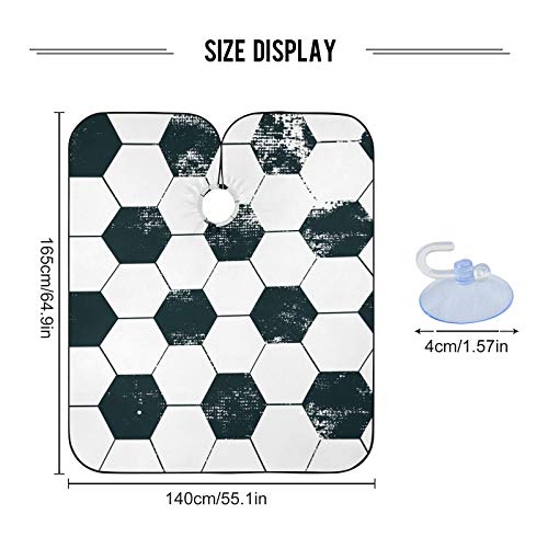 Фудбал Текстура Црна Шестоаголник Бербер Кејп &засилувач; Брада Престилка 2 во 1-Професионална Коса Сечење Наметка со 2 Вшмукување Чаши, Вода