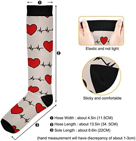 Вусикд Црвеното срце чука чорапи за компресија за жени и мажи циркулација Бели долги чорапи за атлетско трчање 1