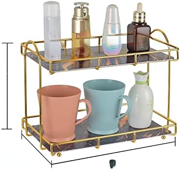 Златна двојна палуба решетка за бања, решетката за складирање на подови, козметички парфеми за складирање на парфеми SinglestoreyBathRoomRack-Goldblack