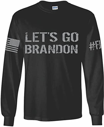 Ајде да одиме Брендон ФЈБ Американско знаме Патриот Облека со маица со долги ракави
