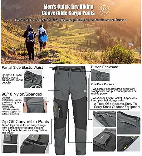 Менс кабриолет панталони за пешачење, брзо суво риболов панталони, патент за истегнување на 50 панталони за кампување на отворено