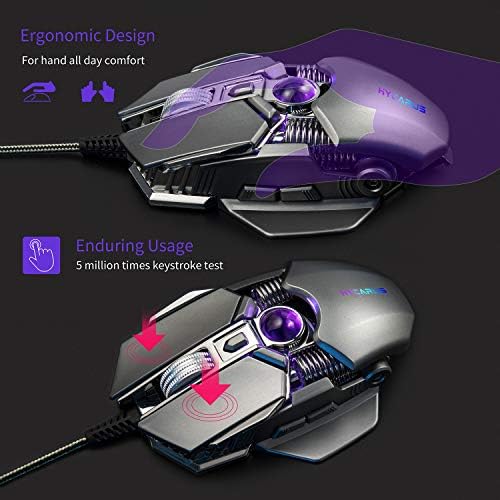 Хикарус жичен едниот рачен механички тастатура за игри и механичко комбо за глувци со RGB LED -позадинско осветлување. Адаптерот