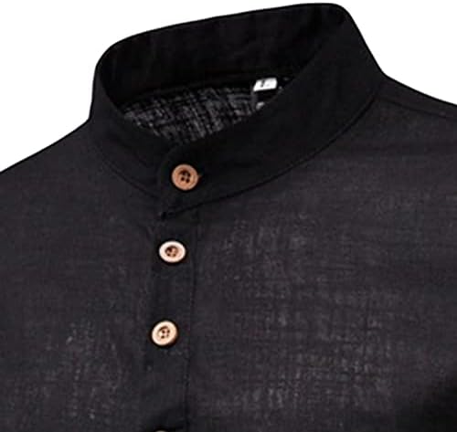 Машка долга ракави со ракави, памучна ленена кошула мода, тенок чиста боја деловна кошула летна копче блуза