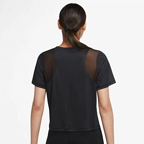 Nikeенска женска јога-фит-фит-мрежа е кратка кошула со кратки ракави