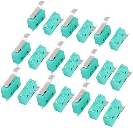 X-DREE 20PCS AC250/125V 5a 3 Терминал Моментално 23mm Рачка Микро Прекинувач Зелена KW12-6S (20PCS AC250 / 125-V 5A 3 Терминал Моментално