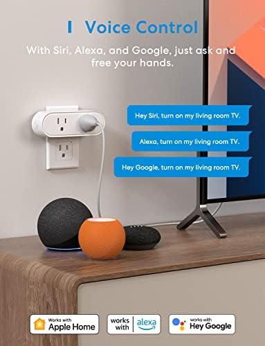 Паметниот приклучок, двојниот паметен излез на Meross WiFi ги поддржува Apple HomeKit, Siri, Alexa, Google Assistant & SmartThings,