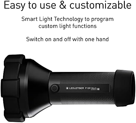 LeDlenser, P18R Работа за полнење фенерче, LED светло за професионална употреба, црна боја