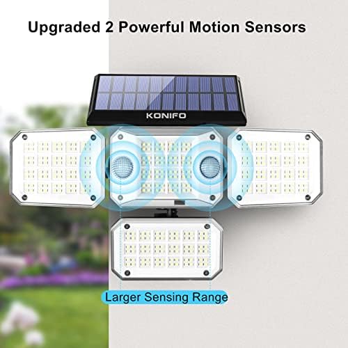 Соларни Надворешни Светла Сензор За Движење: LED Светла За Поплави СО Двојни Сензори Безбедносни Светла Со Соларна Енергија За Надворешна