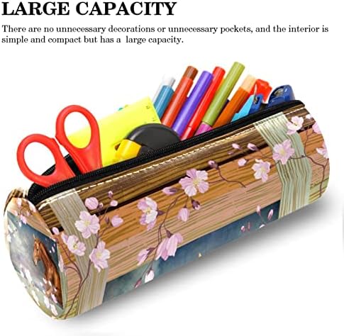 Кутија со моливи на геерот, торбичка за моливи, торба со моливи, естетски торбичка за молив, дрвен плоча за коњи