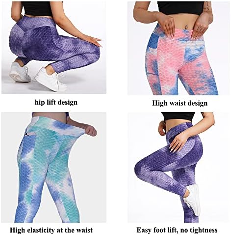 ДМЛБЦ Подигање на анти -целулитни хеланки за жени, атлетски хеланки на јога со високи панталони со јога со џебови