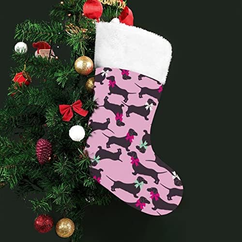 Слатки дахшунд со лакови Божиќни порибни божиќни чорапи торбичка куќа семејство Божиќ