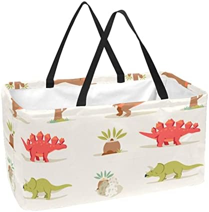 Кошница за еднократно шопинг, симпатична диносаурусна шема, преносен преклопен пикник намирници торбички за перење, корпа за торбичка за купување