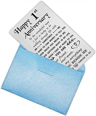 Подароци за картички на Танвих Среќна 1 -годишнина за него, прва 1 година картичка за годишнина од свадбата за сопругот мажи, врежан метален