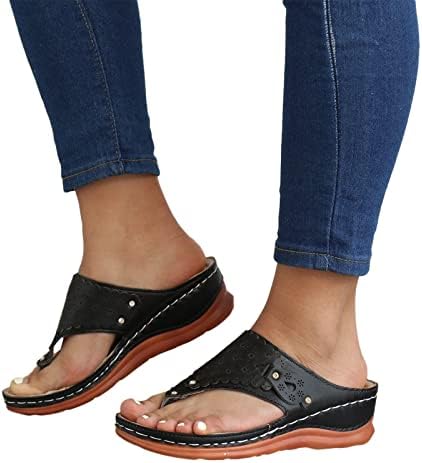 Женски чевли летни сандали Ромски влечки околу пети од клин на пети шупливи мемориски папучи за куќа за жени за жени