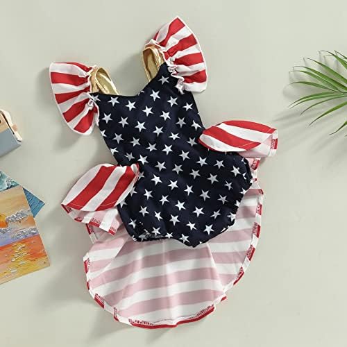 4 -ти јули новороденче девојче Севкупна облека Денот на независноста на новороденчето Ден на ребрестиот ромпер здолниште starвезда