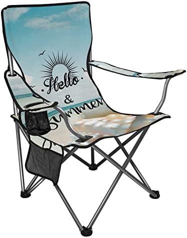 XYZCANDO Преносни Кампување Стол Плажа Здраво &засилувач; Лето Печати Рака Стол За Плажа Челична Рамка Поддршка Преклопен Плажа Стол Со Потпирач