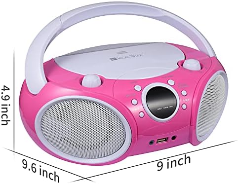 Пеење дрво, ЦД плеер Boombox CD/CD-R/CD-RW, преносен W/Bluetooth, USB, AM/FM радио, Aux-Input, приклучок за слушалки, рачка за носење и
