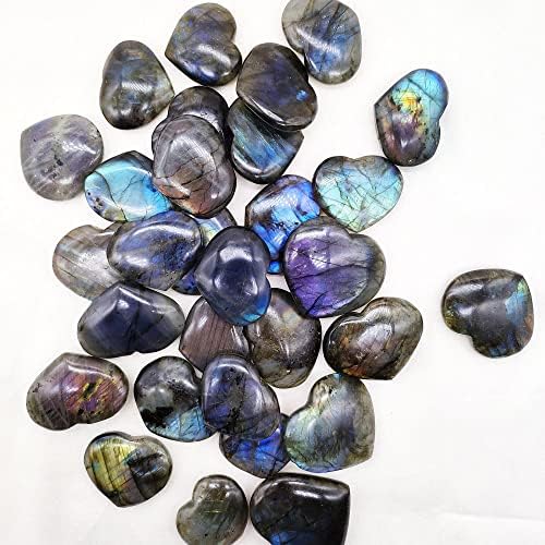 Shuojiao 3 парчиња природен лабрадорит срце кристално срце заздравување камен дома декорација кристална колекција на подароци