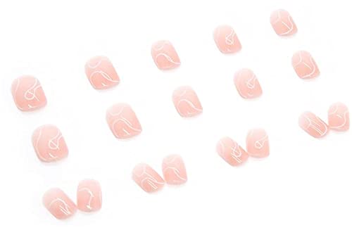 CRRLtry Лажни Нокти Вител Кратко Притискање На Ноктите Лажни Нокти Стап На Ноктите Лажни Нокти Сјајни 24 парчиња Нокти За Жени