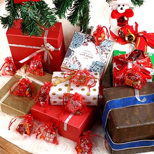 100 Парчиња Пакување Од 1 Божиќни Торби За Органза Снегулки Торби За Органза Накит Торбички За Бонбони За Зимска Свадба Божиќна Забава