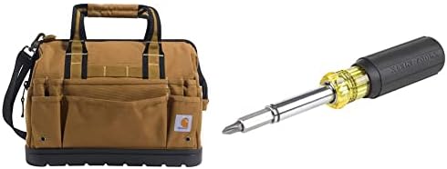 Торба со алатки за наследство на Carhartt 16-инчен W/обликувана база, алатки Браун и Клајн 32500mag Магнетски мулти-битен шрафцигер/возач