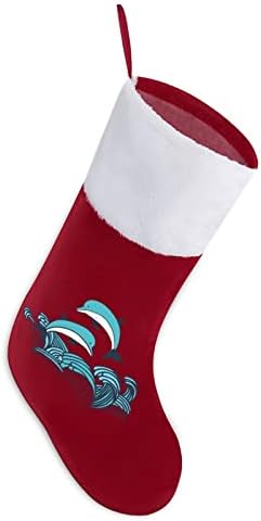 Божиќни чорапи на Seawave, божиќни чорапи, порибување на Божиќ, дрво украси, виси украси за празничен камин 16,5 “