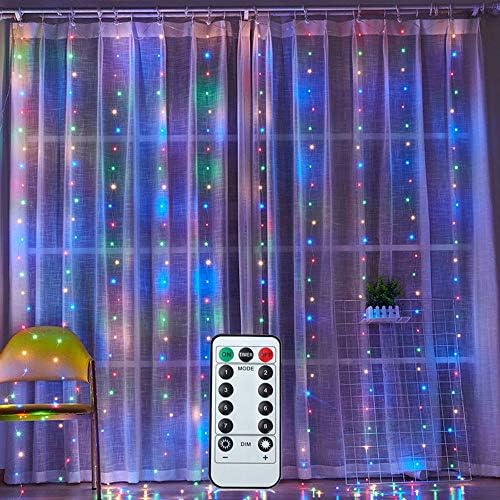 Yoniso Божиќни низа светла 300 LED стринг светла завеса со далечински управувач USB напојуван, 8 режими на треперење самовила за самовила за Божиќ, свадба во спална соба св?