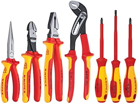 Knipex 989825us 7-парчиња 1000V изолирани клешти, секачи и комерцијални алатки за комерцијални алатки и алатки Knipex 13 72 8 Фалсификувани