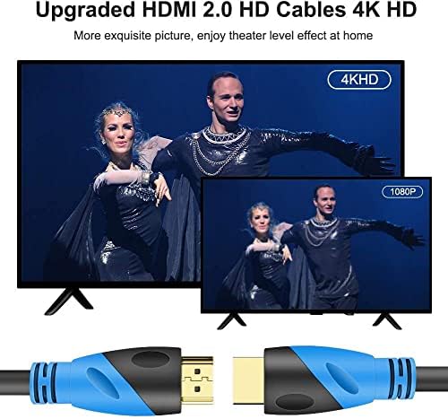 Rommisie 4K HDMI Кабел 40ft Ултра Голема Брзина Позлатени Конектори, Етернет Аудио Враќање, Видео 4K, FullHD1080p 3D Компатибилен Со Xbox Playstation Arc PS3 PS4 PS9 PC HDTV