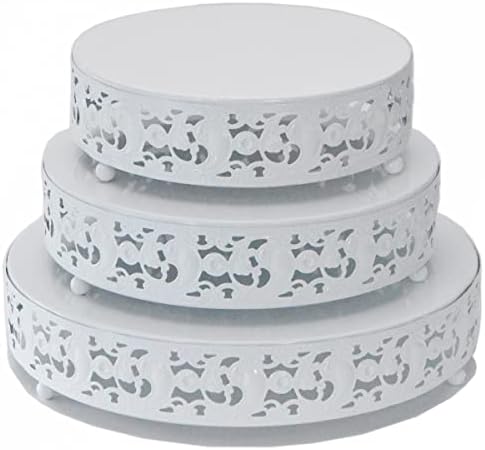 Сет на штанд со торта од 3 метални кекс -штанд десерт приказ плоча за роденден на свадбената забава