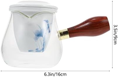 Upkoch стаклен чајник со чај со чај: котел за безбеден чај со шпорет со дрвена рачка кинески стомна за чај цветања и лабав производител