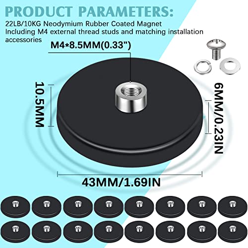 Флејтан Гумени Обложени Магнети Неодимиум Магнет Монтирање База Со М6 Навој Навртки Завртки Мали Водоотпорни Магнети Магнетни Монтажа