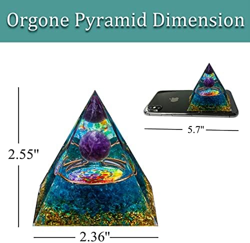 Оргон пирамида, аметист заздравувачки кристал пирамида и оргонитни лековити камења, заштитни кристали генератор на енергија за јога, медитација,