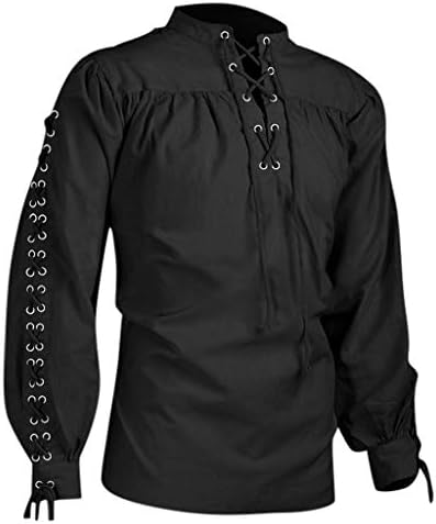 Пиратска кошула мажи ренесансна блуза Висока долга завој ракав готски мажи блуза човек кошула квалитетна модна машка блуза